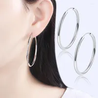 Hoop Earrings Big Circle Large Silver Color Hoops Woman Huggie For Wedding Party Jewelry Round Loop Size 3 4 5 6cm Original Jewellery