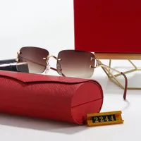Design Sunglasses For Women Summer C-shaped Style Anti-Ultraviolet Retro Plate Carti Glasses Leopard Metal Gold Frame Frameless Eyewear Fash