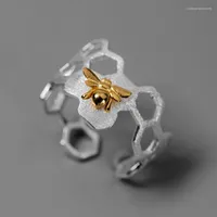 Cluster Rings Creative Honeybee Nest Opening Ring For Women Hollow Out Geometry Gold Color Bee Accessories Fashion Ladies Party Jewelry