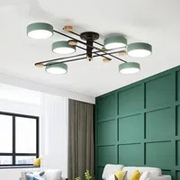 Pendant Lamps 220V LED Chandelier For Living Room Golden Metal ART DECO Wooden Ceiling Lustre Gray Bedroom Lamp Rooms White Chandeliers