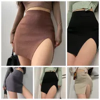 PDD Shorts al aire libre American y European Ins Knited Split Splite Alta Wist Waist Wrap Skirt Spicy Girls Style S-XL Desechable