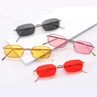 Sunglasses Buy 1 Get Free Fashion Women Men Designer Accessories Frame Gold Color Metal Rectangle Sun Glasses Tre