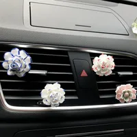 Interior Decorations Ceramic Car Perfume Decoration Air Conditioning Outlet Fresh Flower Clip Ornaments Accessories For Girls