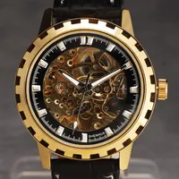 Wristwatches Top Brand SHENHUA Automatic Luxury Men Mechanical Watch Classic Clock Gear Case Skeleton Leather Band Mens