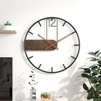 Wall Clocks Nordic Kitchen Living Room Wood Luxury Electronic Modern Clock Metal Hanging Black Horloge Decoration WSW35XP