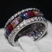 choucong Women Brand Jewelry Handmade Full Mutil 5A zircon cz 925 Sterling silver Engagement Wedding Band Ring Sz 5-11 Gift