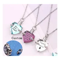Pendant Necklaces Custom Made Name Letter Urn Cremation Ashes Necklace For Dad Mom Child Pet Friend Heart Shape Open Locket Personal Ot14H