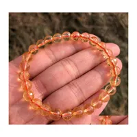 Beaded Strands Natural Citrine Bracelet 128 Facets Round Beads Crystal Healing Stone Women Men Jewelry Giftbeaded Drop Delivery Brace Dh2Wo