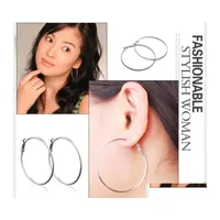 Hoop Huggie 27Cm Big Hie Earrings Simple Sier Round Circle Ear Rings For Women Ladies Fashion Jewelry Gift Drop Delivery Otkpd