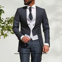 Men's Suits & Blazers Men Classic Vintage Nordic Gentleman Wedding Groom 3 Piece Tuxedo Male Business Ropa Hombre (Jacket Vest Pants)