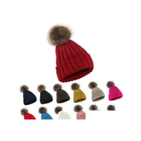 Beanie Skull Caps Autumn Winter Men Women Knitted Hat Candy Color Thick Warm Beanies Wool Ball Drop Delivery Fashion Accessories Hat Dhadw