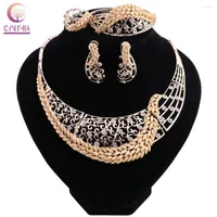 Necklace Earrings Set Nigerian Wedding African Beads Crystal Fashion Dubai For Women Costume Design