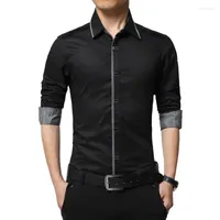 Men's Casual Shirts High Quality Folding Punk Button Tops Club Dress Men Shirt Vintage Mens Long Sleeve Slim Fit Camisa Masculina Cotton
