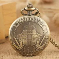 Pocket Watches Bronze Russian Castle Building Design Quartz Watch Fob Chain Pendant Souvenir Necklace Clock Arrival 2023