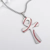 Pendant Necklaces Fashion Design Baseball Pattern Cross Stainless Steel Necklace For Men Trend Texture Street Party Amulet Jewelry Gifts