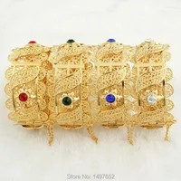 Bangle Est Big Wide Dubai Gold Bangles For Women Men18K Color Crystal Bracelets Jewelry African India Kenya  Middle East Style