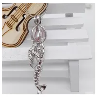 Pendant Necklaces Mermaid Pearl Cage Copper Opening Pearls Cages Locket Charms Pendants Necklace For Women Fashion Jewelry Drop Deliv Otkyv