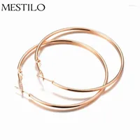 Hoop Earrings MESTILO Big Smooth Circle Classic Gold Color Party Basketball Brincos Celebrity Loop For Women Jewelry