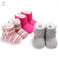 Boots Winter Warm Baby Boy Girl Born Toddler Lovely Furry Shoes Heart Shape Button Anti-slip Soft Knitted Slippers