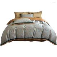 Bedding Sets Light Luxury 120 Long-Staple Cotton Four-Piece Set Tribute Satin All Pure Quilt Cover High-End European