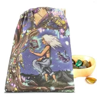 Storage Bags Tarot Bag Soft Flannel Velvet Deck Magic Tree Printed Cloth Drawstring For Oracle Card Runes Marble