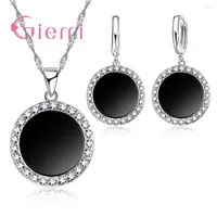 Necklace Earrings Set GIEMI Genuine 925 Sterling Silver Elegance For Women Mother Good Quality Cubic Zircon Pendant