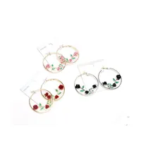 Hoop Huggie Exaggerate Round Fashion Flower Earrings For Women Rose Hollow Accessories Jewelry Trend Wholesale Gift Drop Delivery Otrzy