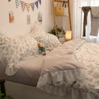 Bedding Sets Lace Small Floral Three-Piece Pure Sheet Duvet Cover 1.8 M Cotton Bed Four-Piece Set