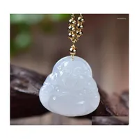 Pendant Necklaces Wholesale Hetian White Natural Stone Laughing Buddha Clavicle Chain Necklace Charm Fashion Jewelry Drop Delivery Pe Dhuqp