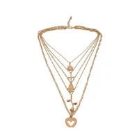 Colliers pendants mode Vintage MtiLery Collier Crystal Collier Femmes Gold Color Perles Moon Star Horn Crescent Choker Jewelry Drop Deliv Otbl8