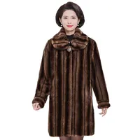 Women's Fur & Faux Hooded Fashion Striped Elegant Plus Size 4XL Warm Long Jacket Winter Coat Women Overcoat