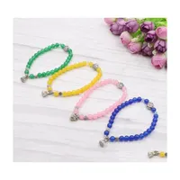 Bracelets de charme bracelet fait ￠ la main Jades Jades Jades Crystal Opal Labradorite Lotus Bel Bangle Brangle For Women Yoga Jewelry B3 Dhekw