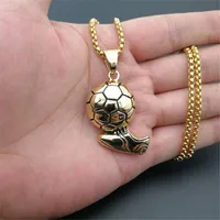 Pendant Necklaces Soccer Shoes Necklace For Men Stainless Steel Gold Color Football Sports Souvenir Pendants Jewelry GiftPendant