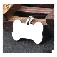 Key Rings Stainless Steel Blank Chain 40X21Mm Pet Id Tags Personalized Dog Cat Can Engraved Front Back Ring Design Jewelry Drop Deliv Dhpmx