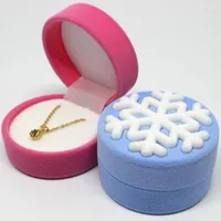 Jewelry Pouches Lovely Velvet Snowflake Rings Necklace Boxes Display Gift Box Case Christamas Present Mixedorder Wholesale 50pcs lot