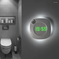 Night Lights Digital LED Induction Light With Clock Battery Motion Sensor For WC Bathroom Bedroom Closet Magnetic Wall Lamps