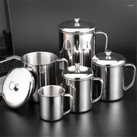 Mugs 304 Stainless Steel Coffee Tea Cups Mug Single Wall Air Beer Cup Insulated Beverage Water Bottle Kettle Cover Handle