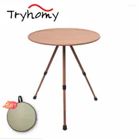 Camp Furniture Ultralight Camping Table Detachable Portable Round Outdoor Garden Picnic Bedroom Height Adjustable Side
