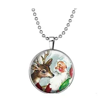 Pendant Necklaces Fashion Christmas Jewelry Necklace Stainless Steel Bead Chain Father Deer Floating Noctilucous Lockets For Drop De Ot3Uq