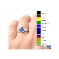 Solitaire Ring Creative Temperature Sensitive Change Color Mood Rings For Women Vintage Opal Gemstone Wedding Finger Fashion Emotion Otsgw