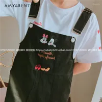 Women's Jeans Women's Sweet Cartoon Suspender Pants Cute Japanese Style Short Fashion Denim Overalls For Ladies Casual Loose Jumpsuits
