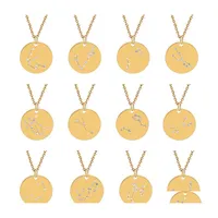 Collares colgantes creativos 12 letreros de zodiaco Collar para mujeres Campo de acero inoxidable Twee Constellations Joyer￭a de cristal Dhmdf