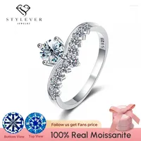 Cluster Rings Stylever Luxury Gemstone Princess Crown For Women Moissanite Solitaire Ring Wedding Diamond 925 Sterling Silver Jewelry