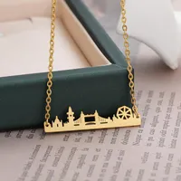 Choker London Skyline Necklace UK Cityscape Dainty Pendant Necklaces For Women Fashion Jewelry Stainless Steel Accessories Friend Gifts