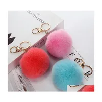 Key Rings Stylis Faux Rabbit Fur Ball Pompom Adorable Car Keychains Handbag Tote Bag Pendants Purse Charm Jewelry P37Fa Drop Delivery Dhel7