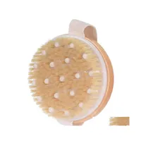 Bath Brushes Sponges Scrubbers Body Brush For Wet Or Dry Brushing Natural Bristles With Mas Nodes Gentle Exfoliating Imp Circatio Dhy3Y
