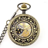 Pocket Watches Quality Collection Gift Steampunk Mechanical Watch With Fob Chain Hollow Hand-winding Men Women Clock