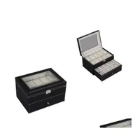 Watch Boxes Cases 20 Grids Pu Leather Holder Organizer For Quartz Watches Jewelry Display With Buckle Gift 280X200X16M Drop Delive Ot2Cr