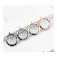 Lockets 4 Colors Opening Living Magnetic Locket Pendant 30Mm Circle Glass Floating Charms For Fashion Jewelry Bracelets Necklaces Dr Otlxn