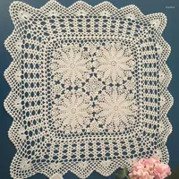 Table Mats Vintage Handmade Crochet Tablecloth Square Shabby Chic Topper 60cm (24")